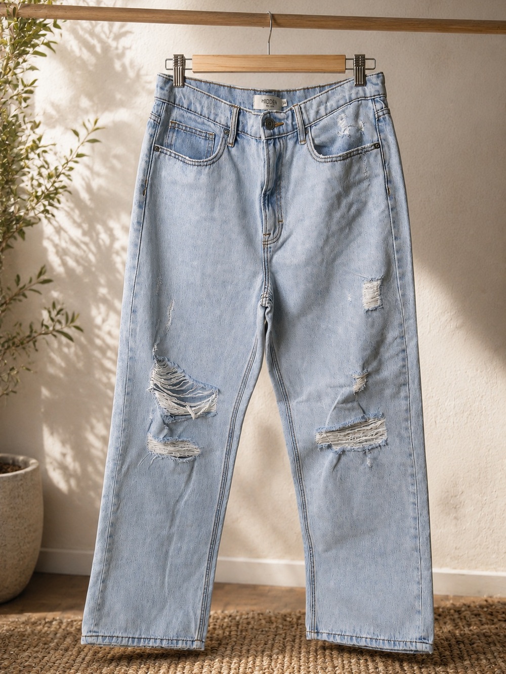 Washed Light Blue Distressed StreetWear Jeans